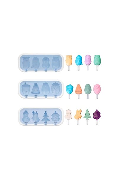 DELPI Set Forma Pentru Inghetata, Ciocolata, Prajituri, Cake Pops, 3 Bucati, 9 Compartimente, Forme Fructe