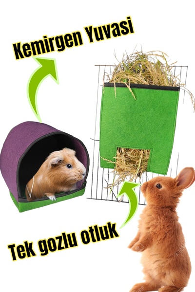 ozzipetshop Tavşan Evi Ve Kafes Otluk Torbası Tavşan Yuvası Ve Yonca Otluğu
