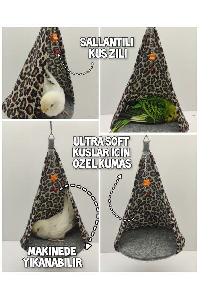 ozzipetshop Muhabbet Kuşu Oyun Çadırı Leopar Desenli Ultra Soft Kumaş Süpriz ...