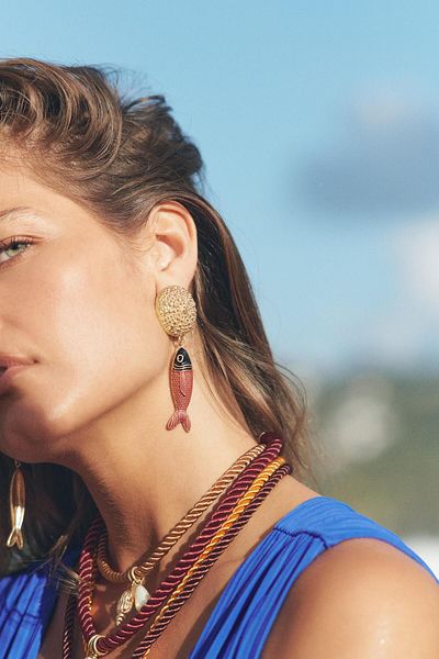 yucelique Zra Beach Collection Design Viral Dangle Fish Earrings