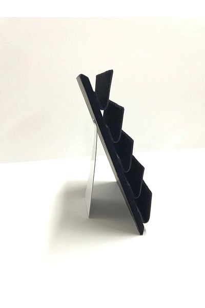 MeGass Dekor Domestic Production Suede Fabric 20/16 cm Black Color Footed Earring Stand