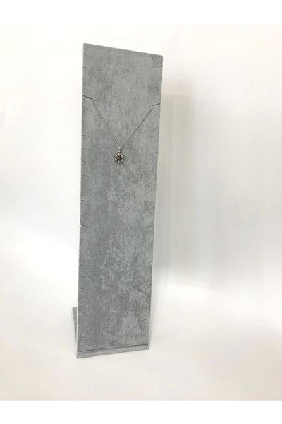 MeGass Dekor Domestic Production Moscow Model Suede Fabric Gray Color 40/10 cm Footed Jewelry Display Stand