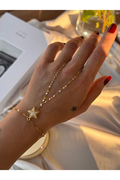 HERCY 316 L Stainless Steel Zircon Stone Shahmeran |   Gold Şahmeran