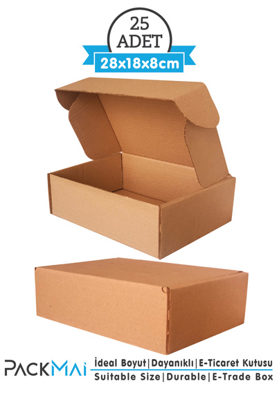 PackMai E-Ticaret Kargo kutusu 28x18x8cm (25'li Paket)