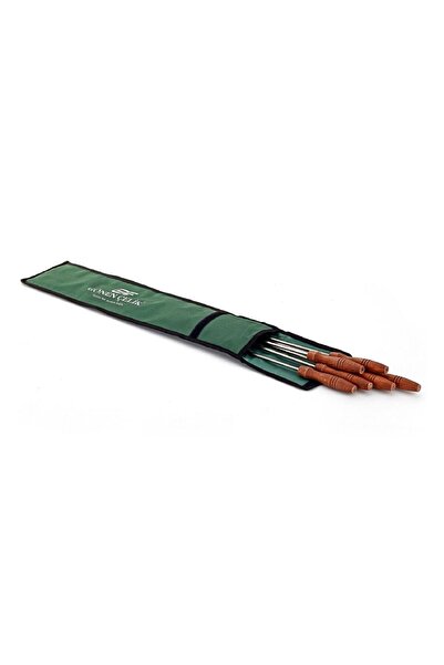 GÖNEN ÇELİK Paslanmaz Çelik Şiş 6 Adet 5 Mm Kare 60 Cm Boyu Ahşap Sapl Kuzu Ş...