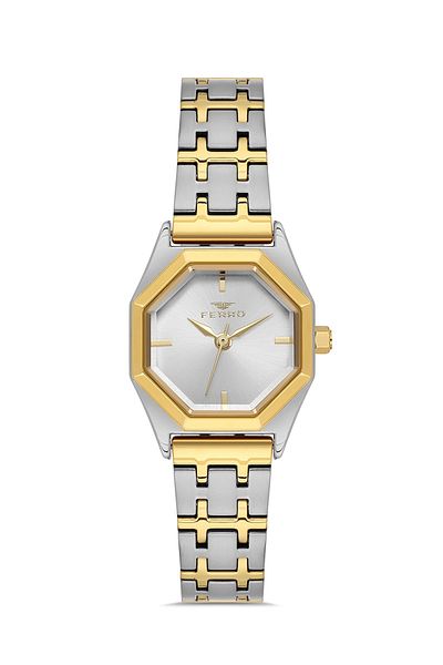 FERRO Yellow and Silver Steel Cord Women Wrist Watch Fl43019A-D