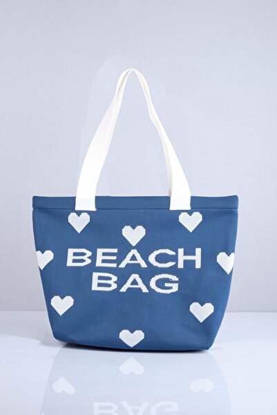 Sebir Moda Пляжна сумка з трикотажу з серцевим візерунком