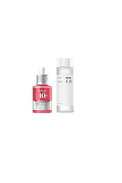 ANUA Glass Skin Prep Duo, 10% Niacinamide 4% Tranexamic Acid Serum & Heartleaf 77 Soothing Toner F