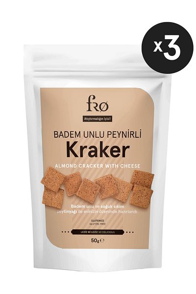 FRO 3 Pack Almond Flour Cheese Cracker Gluten-Free Hearty Healthy Additive-Free Snack