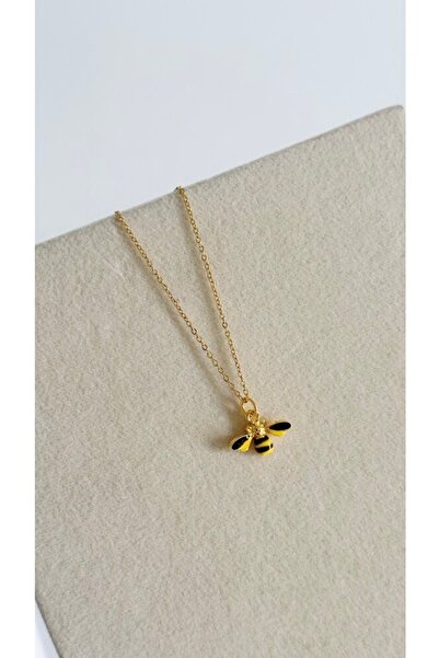 Claritas Takı Kadın Altın Kaplama Çelik Zincirli Mineli Arı Kolye