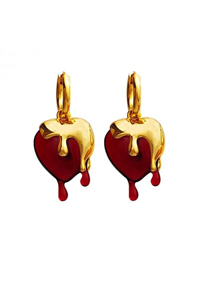 New Obsessions Bleeding Heart Red Heart Earrings