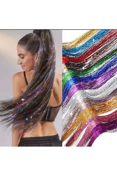Htcimaj Multicolored Glitter Hair Accessory - Tinsel - Hair Sparkle - Hairpiece - Colorful Hair -