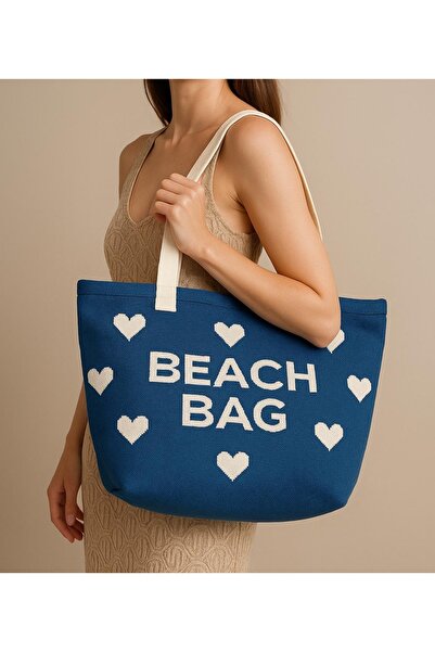 Sebir Moda Пляжна сумка з трикотажу з серцевим візерунком