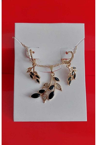 modares Zircon Stone Set Necklace - 3-Piece Necklace Earring Set - Stylish Trend Sets - Sets Suitable for Gifts