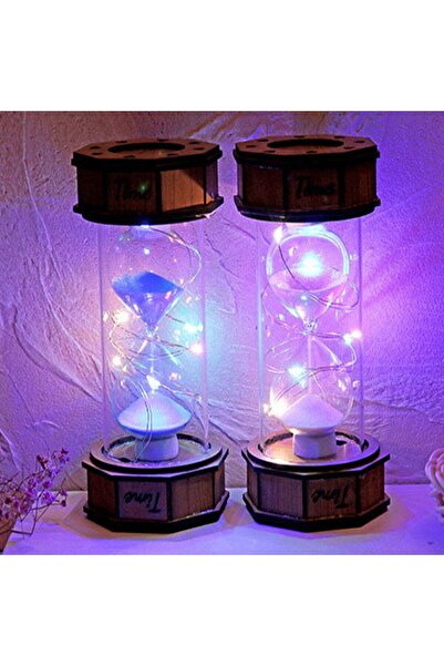 Store Işikli Dekoratif Ahşap Kum Saati