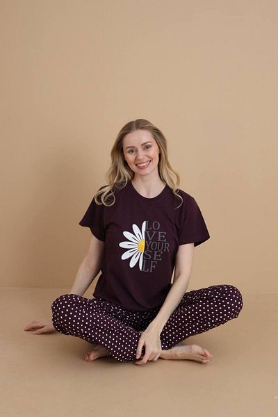 dealp Women's 100% Cotton Printed Short Sleeve Pocket Summer Pajama Set