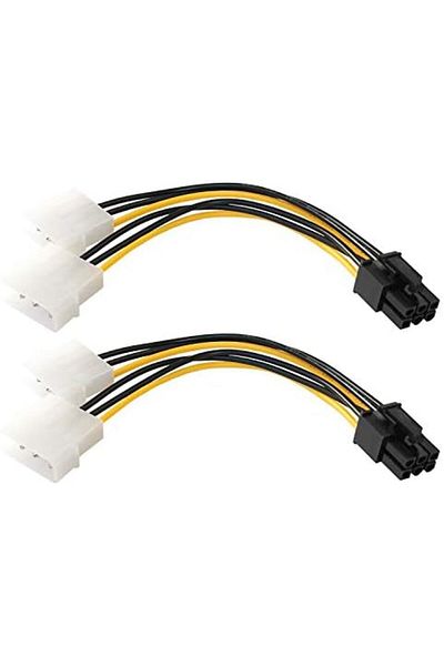Others كابل محول طاقة مزدوج رباعي الدبابيس من Molex LP4 إلى 6 دبابيس PCI Express (عبوة من قطعتين)
