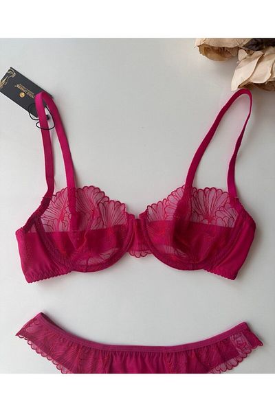 İntive Lingerie Σετ σουτιέν Baby Bloom Candy Pink με διαφανές σχέδιο Underwire