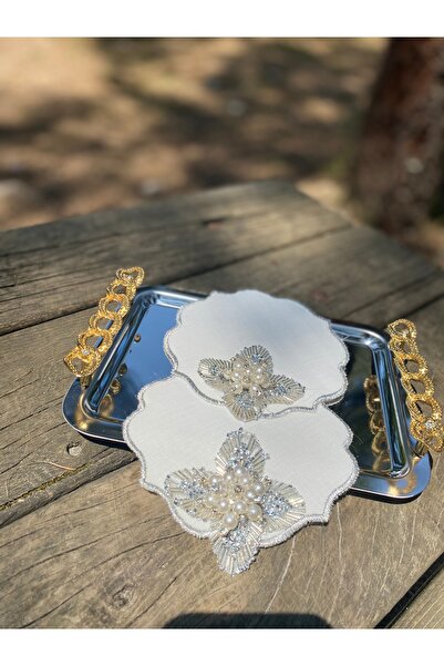 BÜŞRA Coffee Side Presentation Napkin Silver 2 Pieces