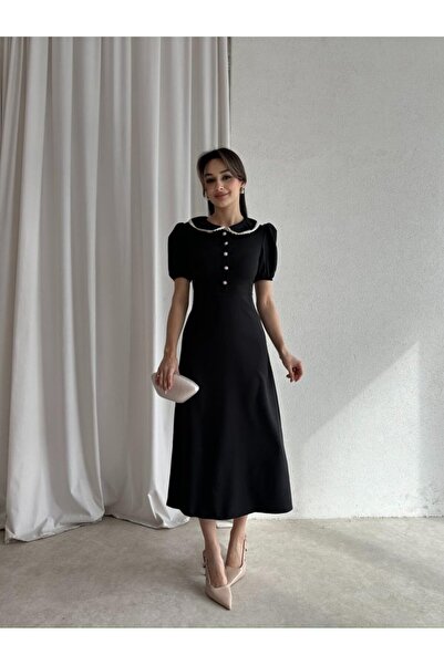 Chef d'atelier Rochie midi cu mâneci bufante și cu mâneci scurte pentru femei