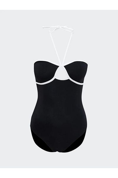 LC Waikiki LCW DREAM Costum de baie negru cu gât drept pentru femei
