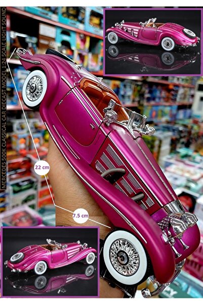 OYUNCAKSAHİLİ Mercedes Benz 500K Metal Klasik England 1936 Model Araba 1.24 Dıecast K500 Koleksıyon Mor