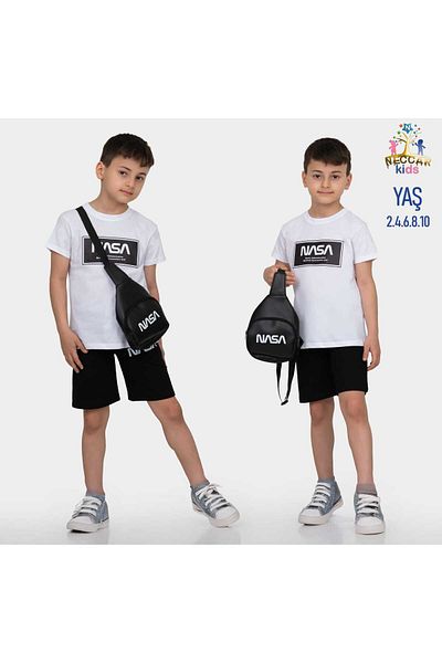 Amur Children's T-Shirt & Shorts & Bag Suit Nasa Printed 3 Pieces