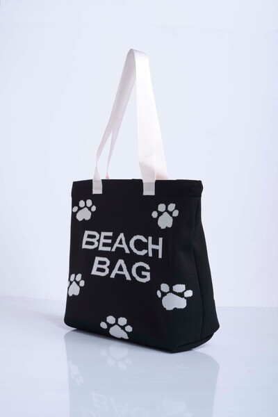 Sebir Moda Τσάντα παραλίας με μοτίβο ποδιών από πλεκτό ύφασμα