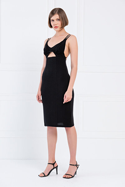Kikiriki Black Strap Dress with Chest Robe