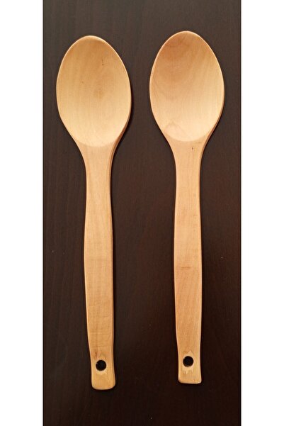Genel Markalar 2'li Natürel Ahşap Servis Kaşığı Seti – Yemek Servis Kaşığı, Isıya Dayanıklı, Ergonomik Sap 28 CM