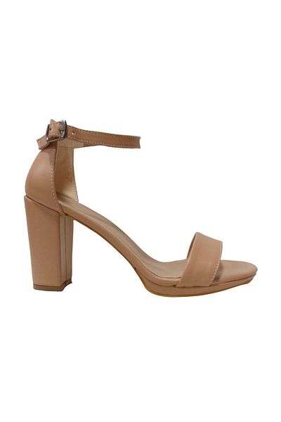 PUNTO Nude Beige Cream Single Strap Buckle Platform Sandals Shoes