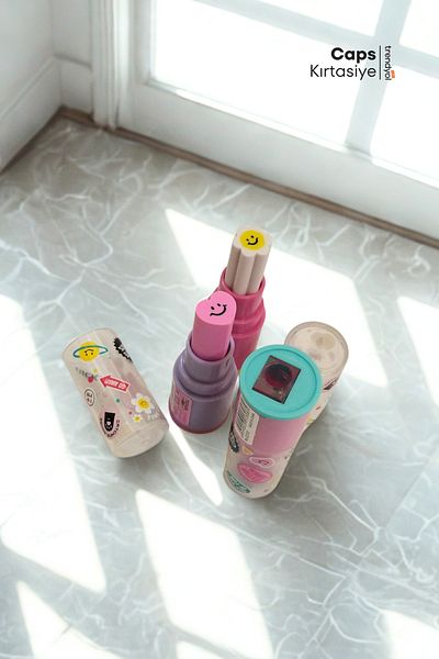 caps office 3Pcs Lipstick Shaped Eraser and Pencil Sharpener Set – Cute Design, Practical Use