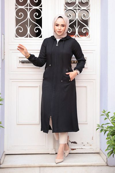Neva Style - Șapcă neagră cu glugă Hijab 539s