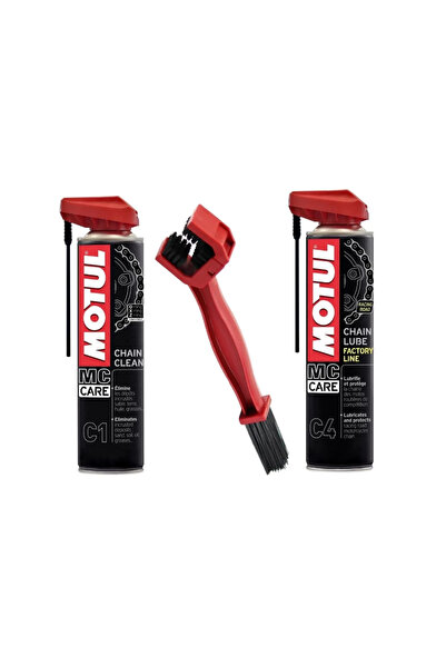 Motul Bakım Seti C1 Zincir Temizleme 400ml + C4 Zincir Yağlama 400ml + Zincir...