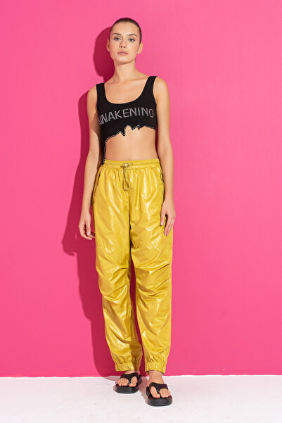 Kikiriki Oil Green Raincoat Sweatpants with Pockets