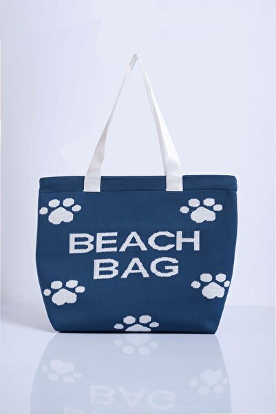 Sebir Moda Пляжна сумка з трикотажу з візерунком у вигляді лап