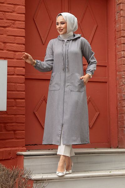 Neva Style - Capac Hijab Gri cu Glugă 511gr