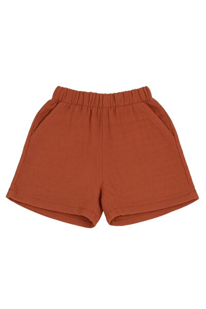 Hazel Coral Double Layer Muslin Kids Shorts 100% Natural Cotton Brown