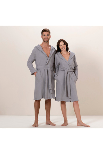 Chakra Armin Unisex Bornoz Sıcak Gri