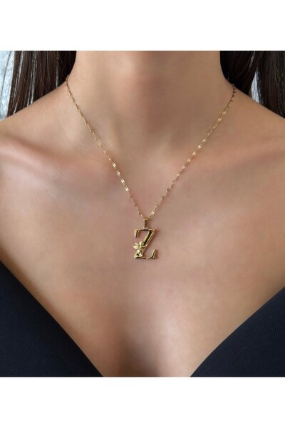 h&b design jewel Çelik Melek Detaylı Z Harfli Kolye