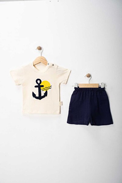 MyPrettyBaby Anchor Embroidered 100% Cotton Summer Single Jersey-Muslin Fabri...