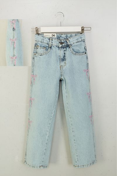 DMB BOYS & GIRLS Çaren Kids - Bow Embroidered Girls Denim Trousers