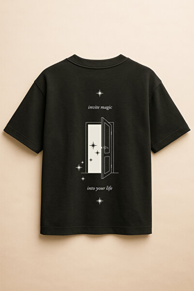 Altair Tr Black Color Oversize Invite Magic into Your Life Printed Unisex T-S...