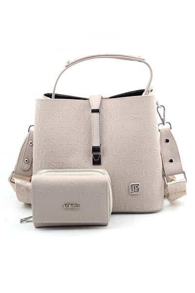 Just Polo Women's Stone Medium Size 3 Compartment Shoulder Bag and Wallet Combination Mh4002Mh