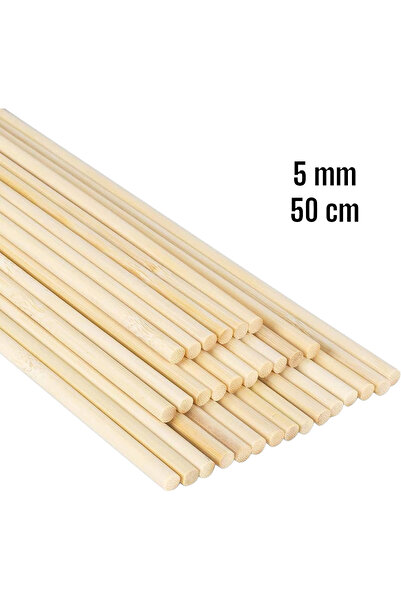 değerli hobi Ahşap Bambu Çubuklar 50 Cm 5 Mm 150 Adet