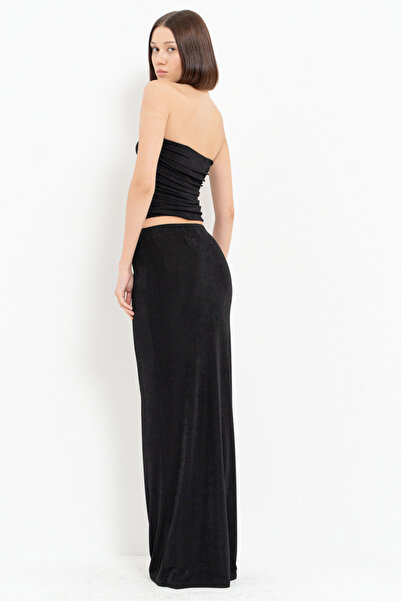 Kikiriki Black Strapless Gathered Bustier & Long Skirt Set