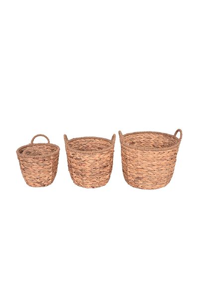 Bahçem Decorative Storage Basket Wicker Water Hyacinth / Water Hyacinth Round Set of 3