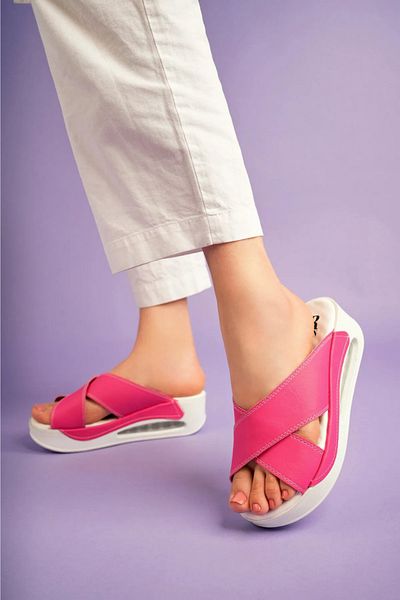 bellaista Παντόφλες Sabo από γνήσιο δέρμα Airmax με μοτίβο ορθοπεδικής σόλας