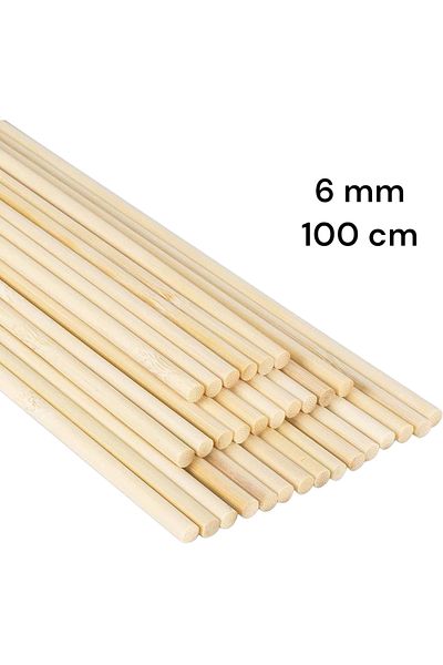 değerli hobi Wooden Bamboo Sticks 100 cm 6 mm 6 Pieces