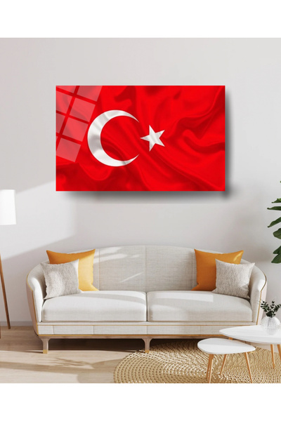 Glit Glass Cam Tablo Türk bayrağı
